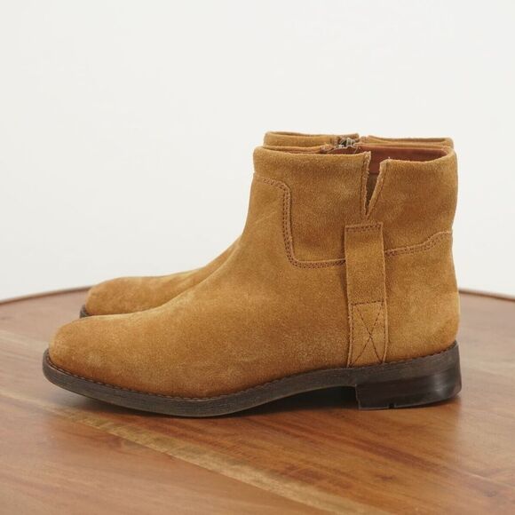 Franco Sarto Womens Malina Ankle Boots Booties Tan Brown Suede Zip Block 6.5M - Picture 4 of 9